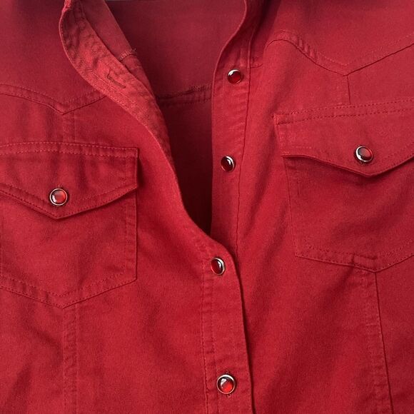 GNW Red Western Style Suede Feel Button Up Top Size XL - Picture 5 of 7